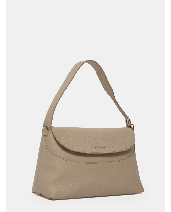 ORCIANI Borsa Nana Soft Midi a spalla in pelle martellata con tracolla