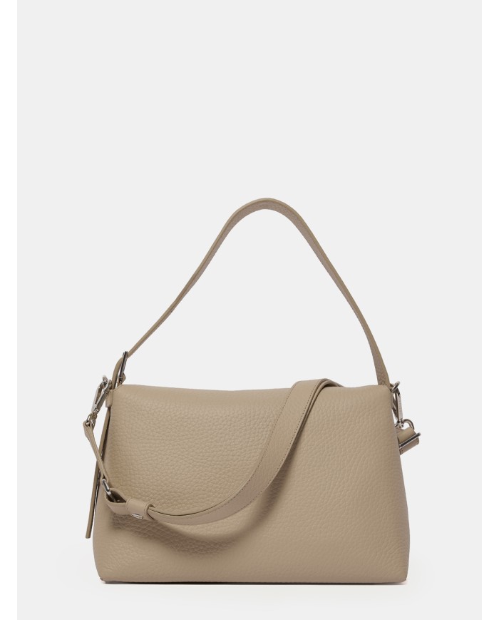 ORCIANI Borsa Nana Soft Midi a spalla in pelle martellata con tracolla