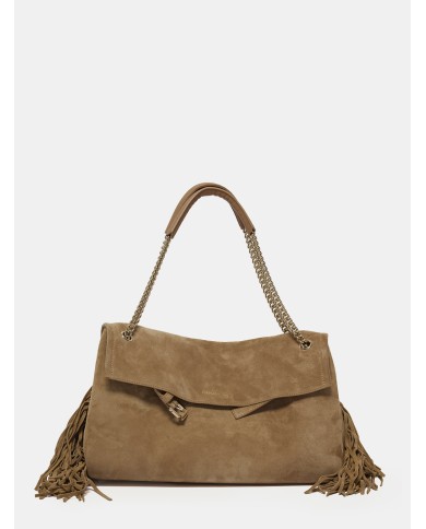 ORCIANI Borsa Venus Peach Fringe Midi a spalla in suede