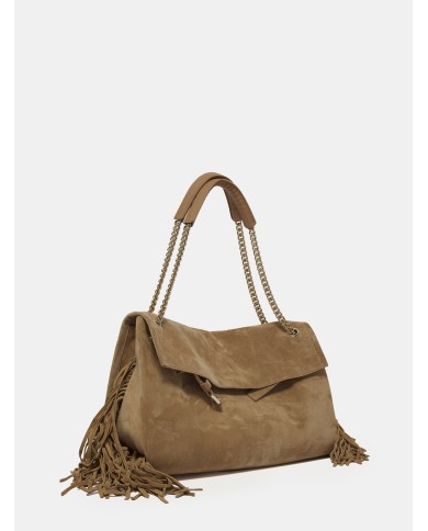 ORCIANI Borsa Venus Peach Fringe Midi a spalla in suede