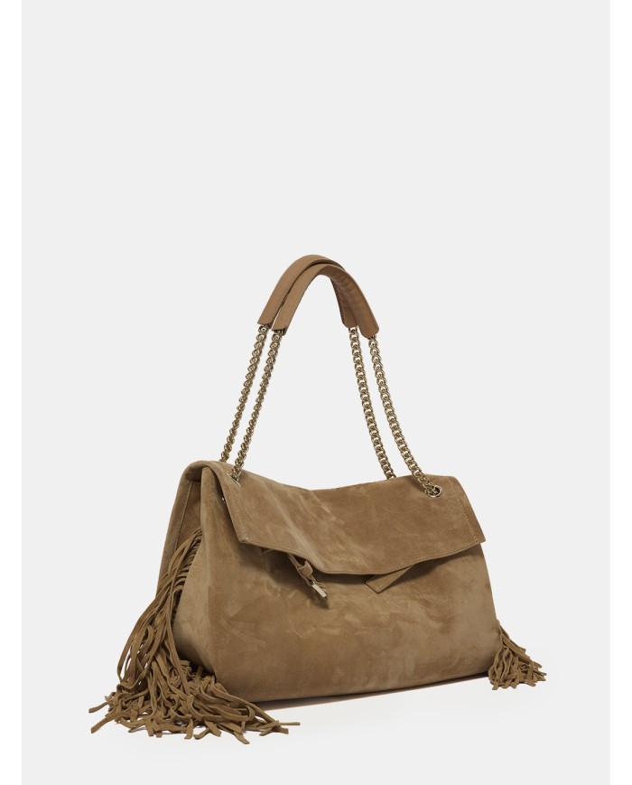ORCIANI Borsa Venus Peach Fringe Midi a spalla in suede