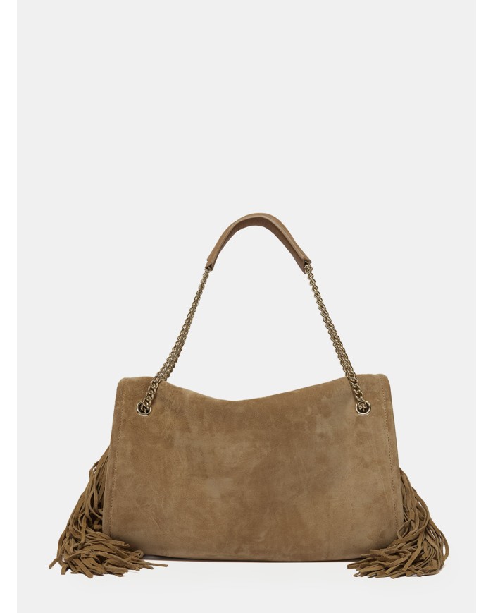 ORCIANI Borsa Venus Peach Fringe Midi a spalla in suede