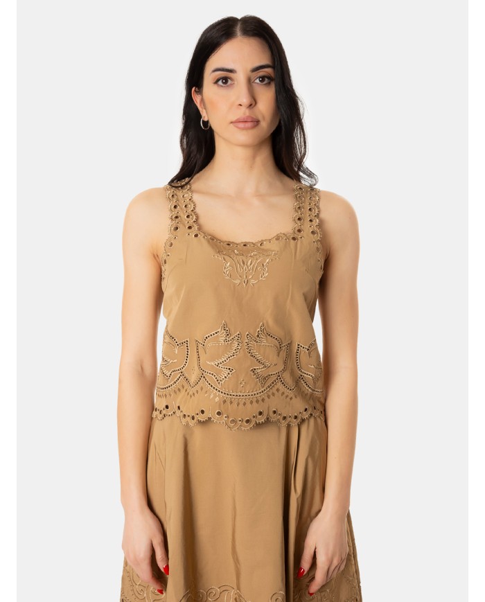 BERENICE. Top ricamo traforato