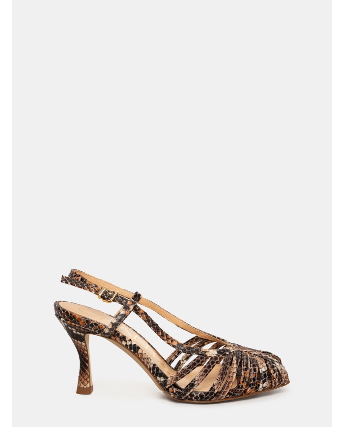 CHANTAL Sandalo slingback spuntato in pitone