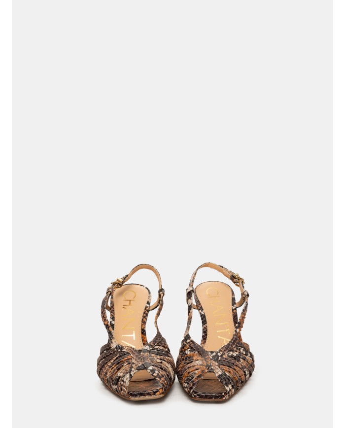 CHANTAL Sandalo slingback spuntato in pitone