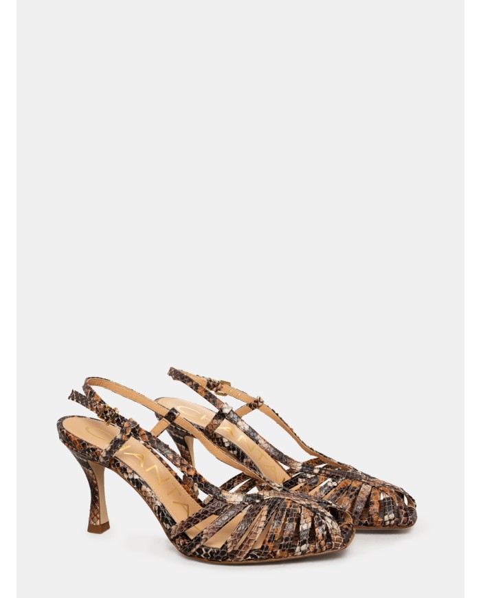 CHANTAL Sandalo slingback spuntato in pitone