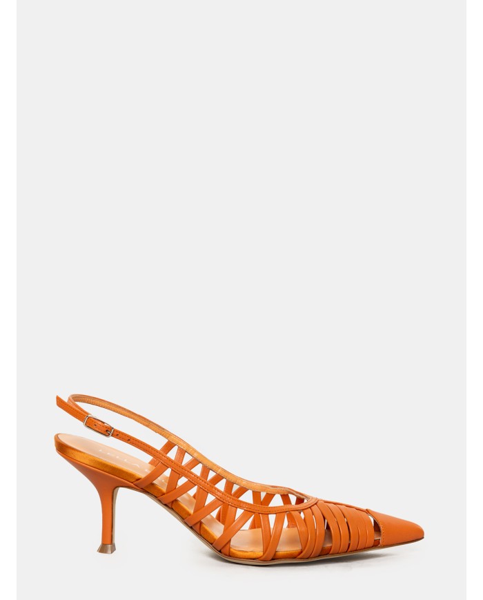 LELLA BALDI Sandalo slingback in nappa Cuoio