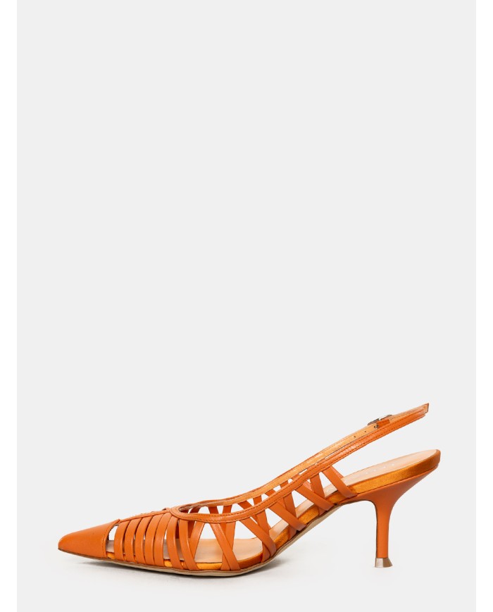 LELLA BALDI Sandalo slingback in nappa Cuoio