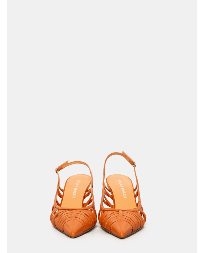 LELLA BALDI Sandalo slingback in nappa Cuoio