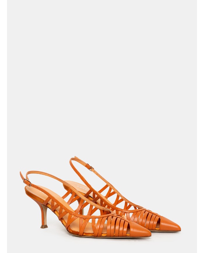 LELLA BALDI Sandalo slingback in nappa Cuoio
