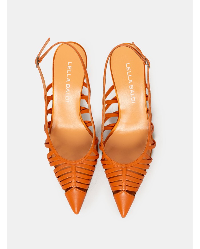 LELLA BALDI Sandalo slingback in nappa Cuoio