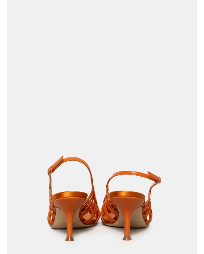 LELLA BALDI Sandalo slingback in nappa Cuoio