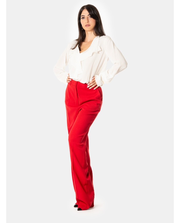 MAXMARA STUDIO Pantalone completo a palazzo Rosso