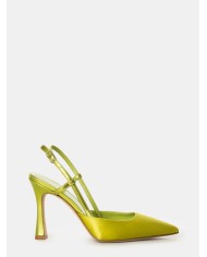 LELLA BALDI Sandalo slingback in raso Lime