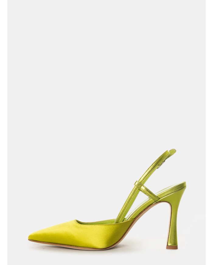 LELLA BALDI Sandalo slingback in raso Lime
