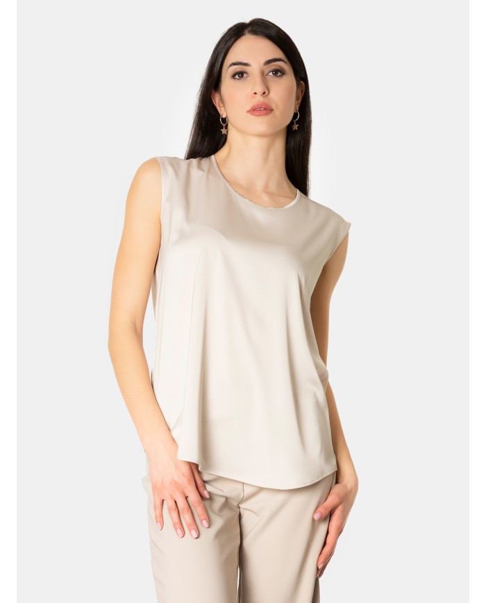D.EXTERIOR Top in raso fluido Lino