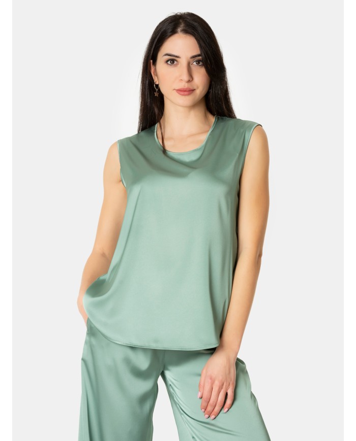 D.EXTERIOR Top in raso fluido Aloe