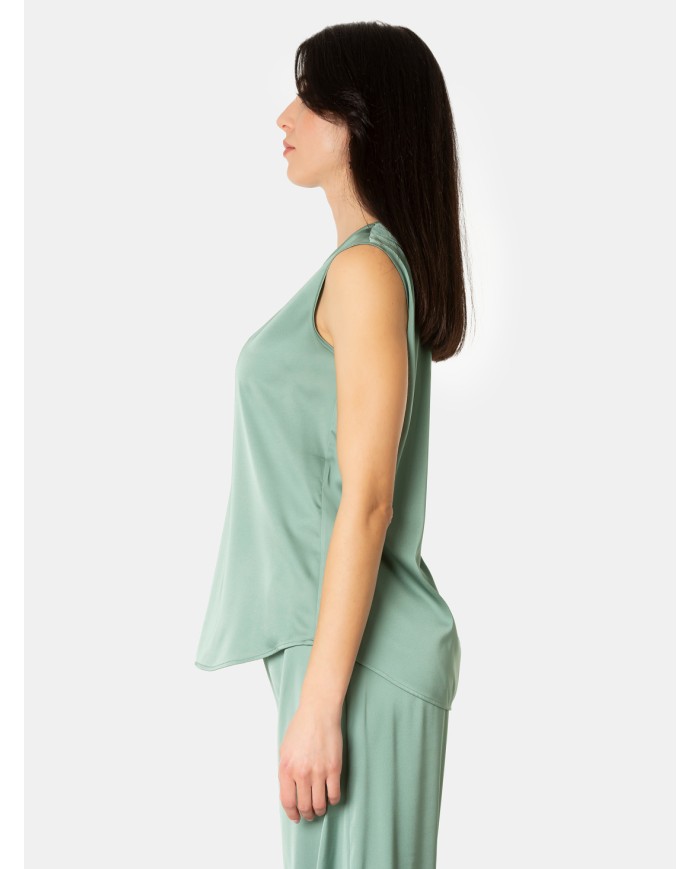 D.EXTERIOR Top in raso fluido Aloe