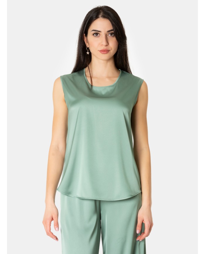 D.EXTERIOR Top in raso fluido Aloe