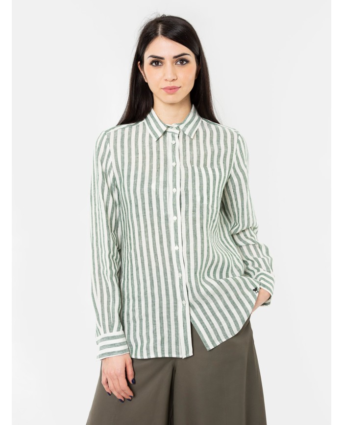 MAXMARA WEEKEND Camicia in lino Riga Grande Off White/palma