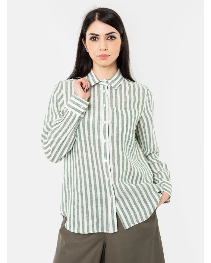 MAXMARA WEEKEND Camicia in lino Riga Grande Off White/palma