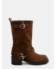 ERMANNO FIRENZE Biker in pelle camoscio Moro