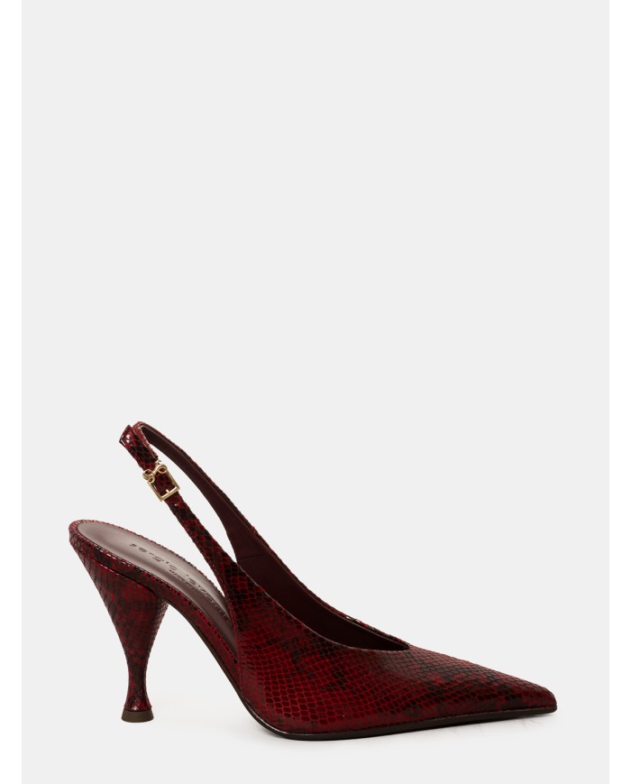 SERGIO LEVANTESI Sandalo slingback in pelle stampa pitone Rubino