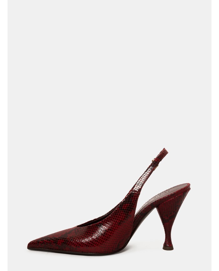 SERGIO LEVANTESI Sandalo slingback in pelle stampa pitone Rubino
