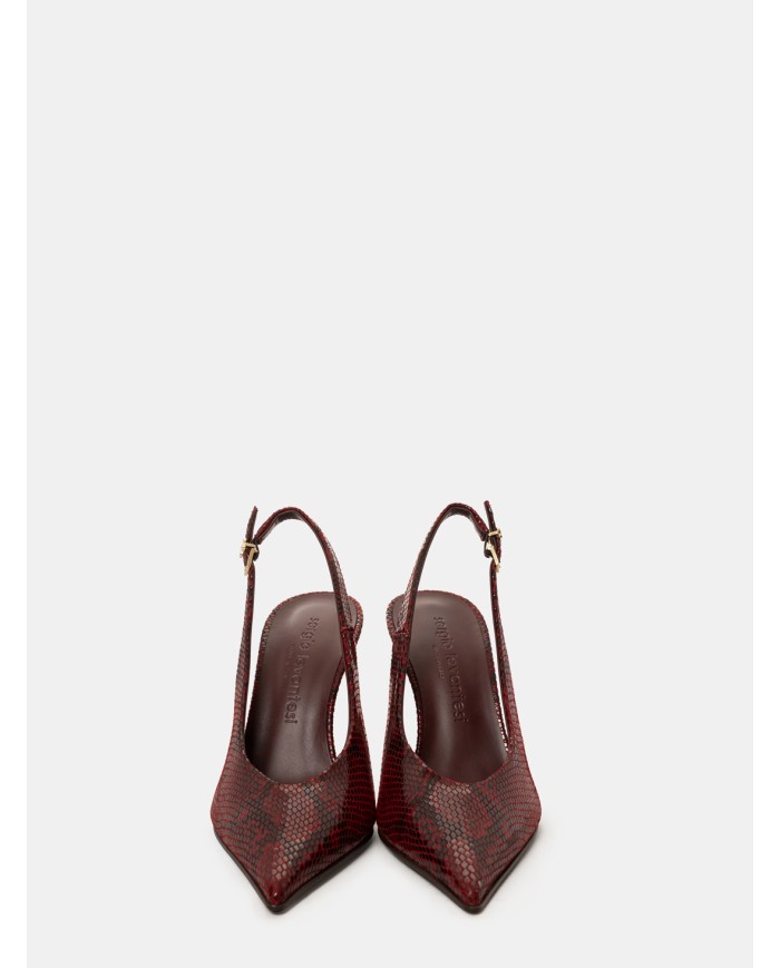 SERGIO LEVANTESI Sandalo slingback in pelle stampa pitone Rubino