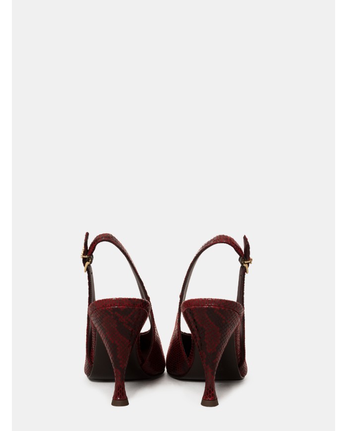 SERGIO LEVANTESI Sandalo slingback in pelle stampa pitone Rubino