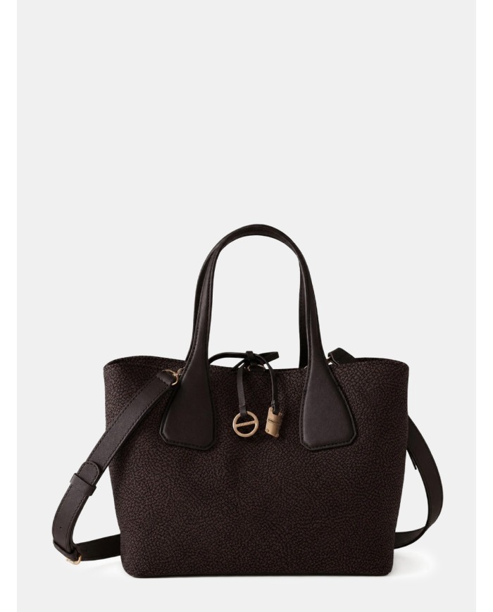 BORBONESE Borsa a Mano Borbonese in Nylon con Tracolla Cioccolato