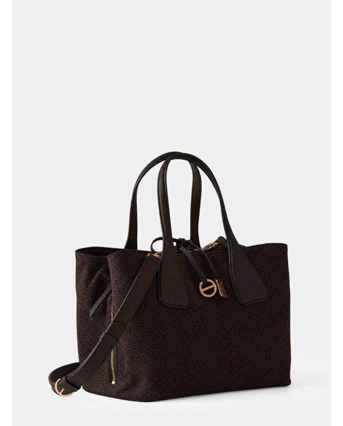 BORBONESE Borsa a Mano Borbonese in Nylon con Tracolla Cioccolato