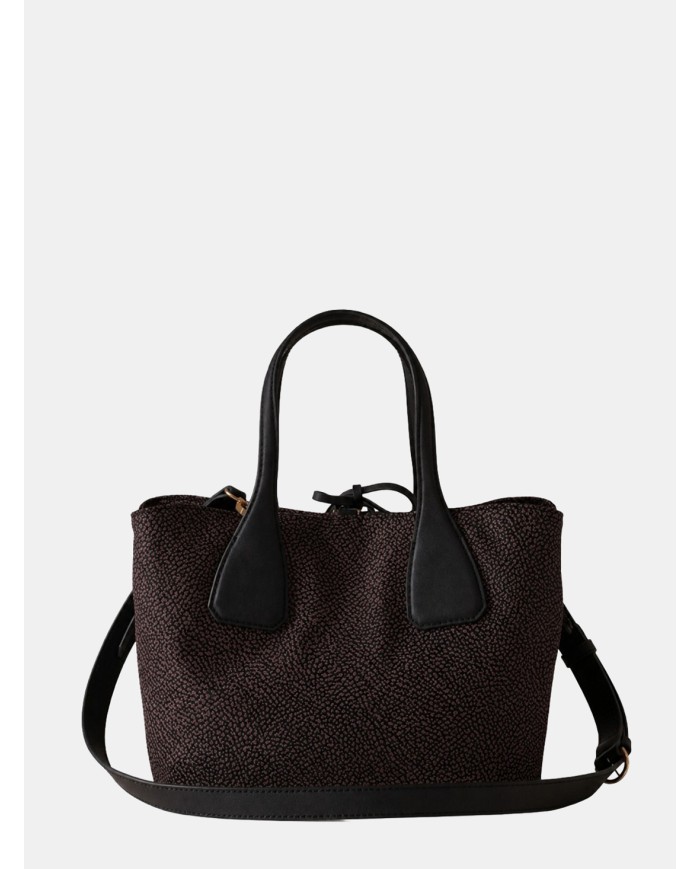 BORBONESE Borsa a Mano Borbonese in Nylon con Tracolla Cioccolato