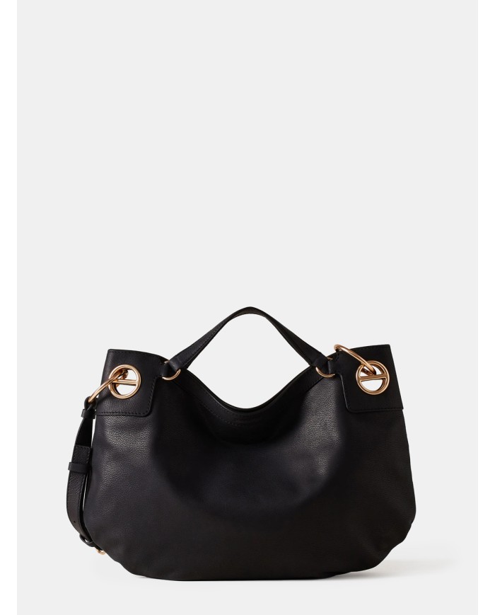 BORBONESE London Borsa Hobo Medium in Pelle Nero