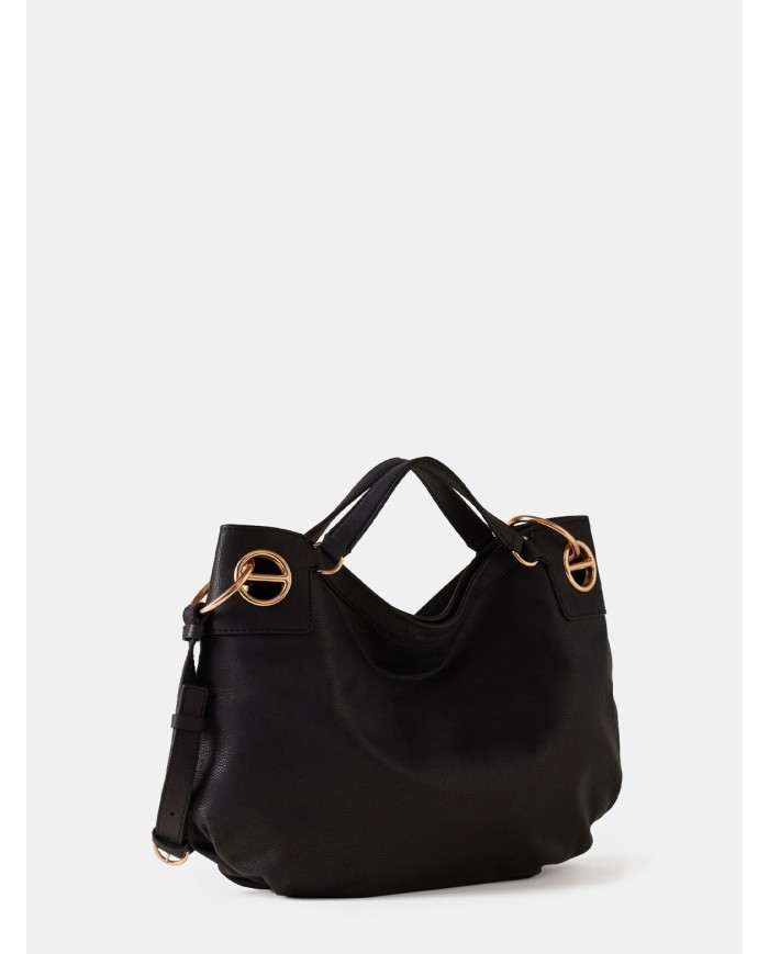 BORBONESE London Borsa Hobo Medium in Pelle Nero