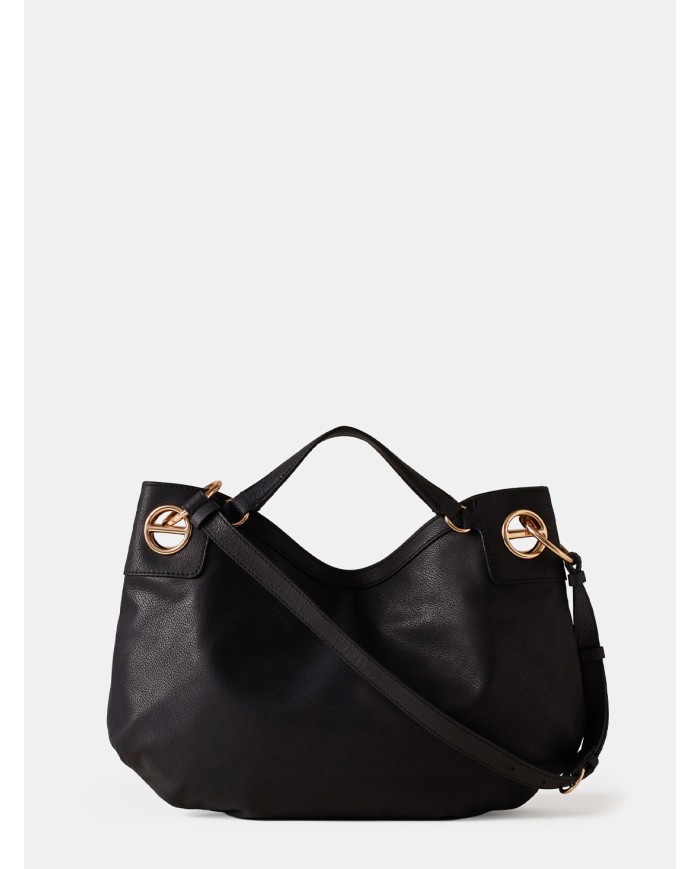BORBONESE London Borsa Hobo Medium in Pelle Nero