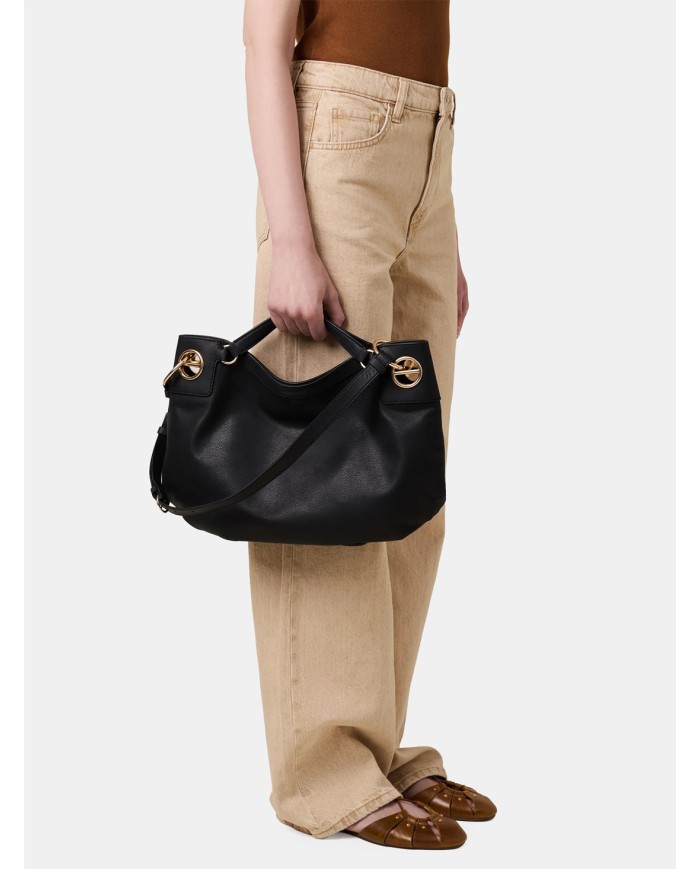 BORBONESE London Borsa Hobo Medium in Pelle Nero