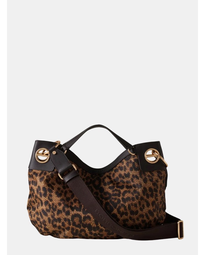 BORBONESE London Borsa Hobo Medium Maculata Corteccia