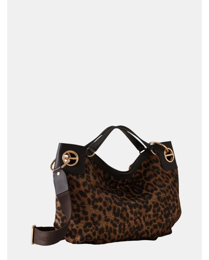 BORBONESE London Borsa Hobo Medium Maculata Corteccia