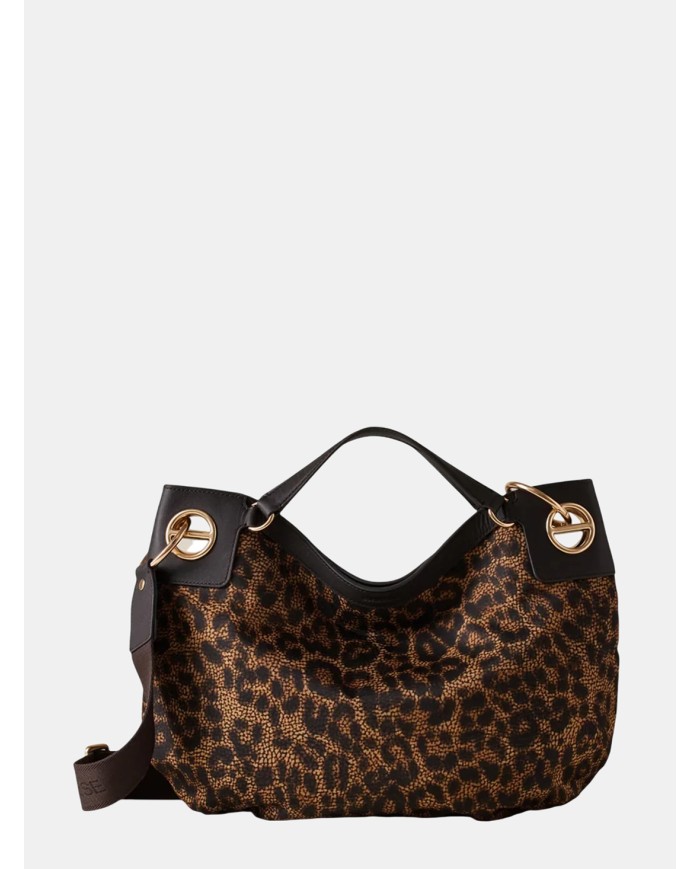BORBONESE London Borsa Hobo Medium Maculata Corteccia