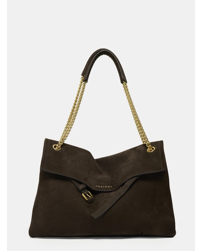 ORCIANI Borsa Venus Nabucco Midi in Pelle Nabuk Testa di moro