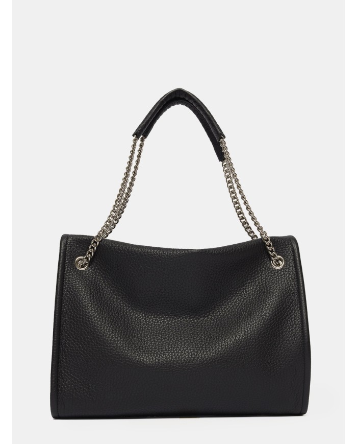 ORCIANI Borsa Venus Soft Midi in Pelle Martellata Black