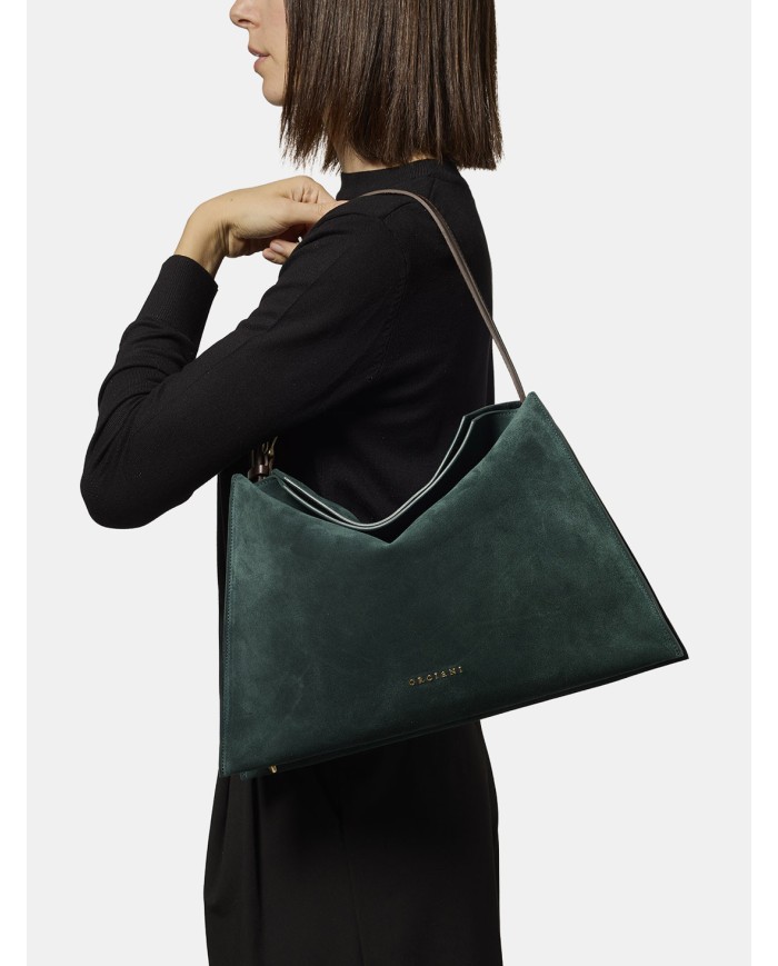 ORCIANI Borsa Trinity Medium Peach Felce Verde