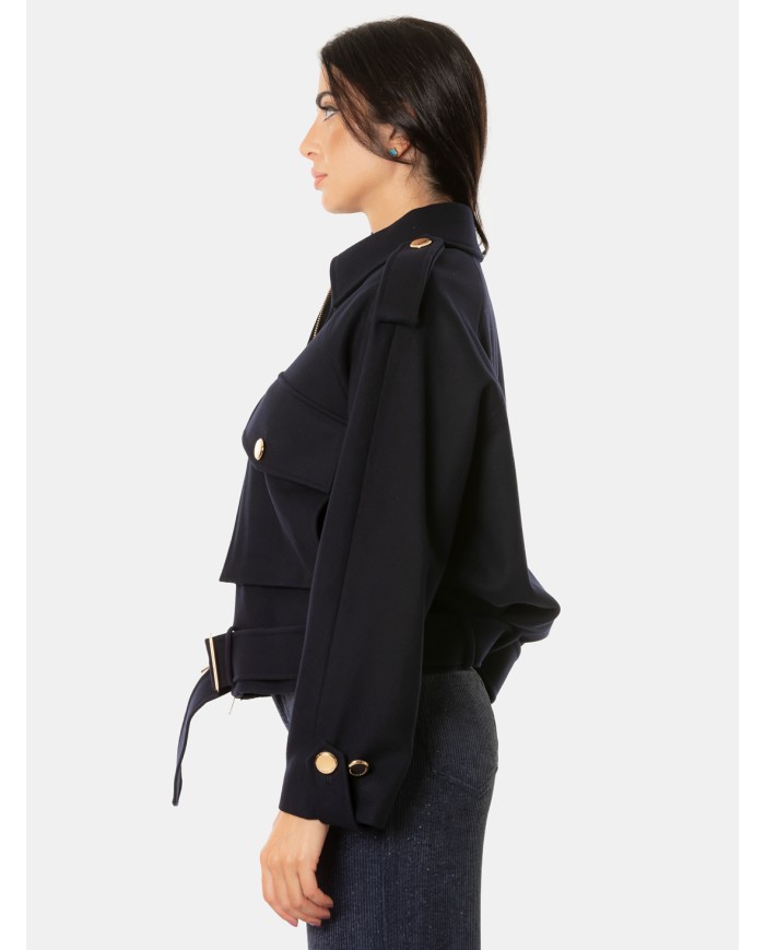 ERMANNO FIRENZE Cappotto corto con cintura Blu profondo