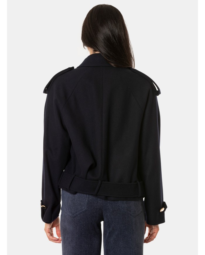 ERMANNO FIRENZE Cappotto corto con cintura Blu profondo