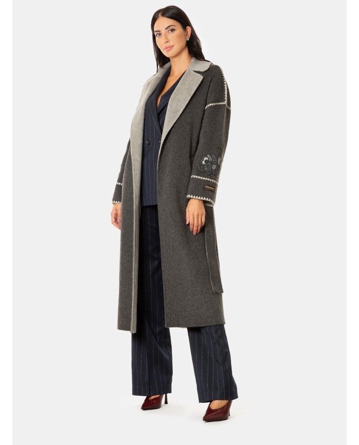 ERMANNO FIRENZE Cappotto con cintura Antracite/grigio medio