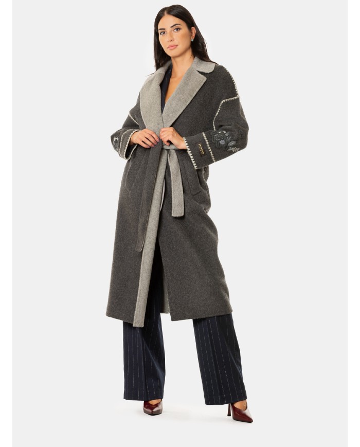 ERMANNO FIRENZE Cappotto con cintura Antracite/grigio medio