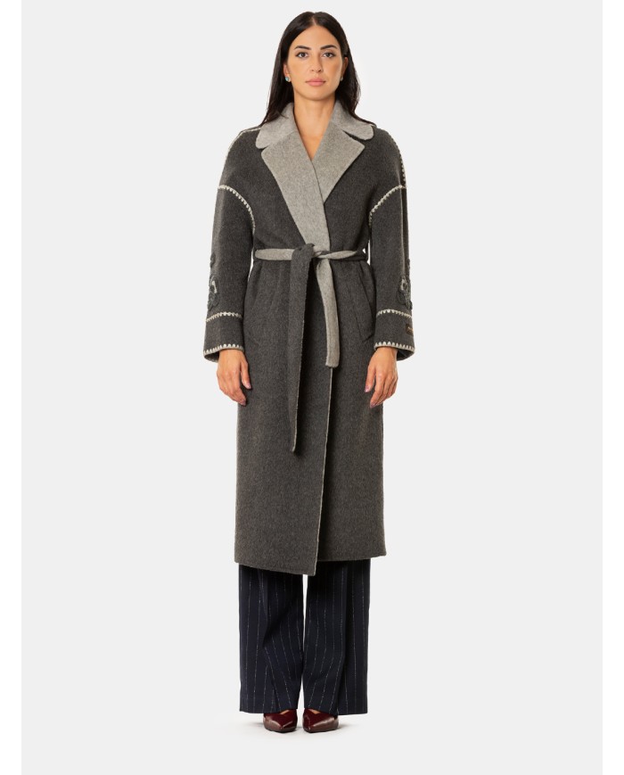 ERMANNO FIRENZE Cappotto con cintura Antracite/grigio medio
