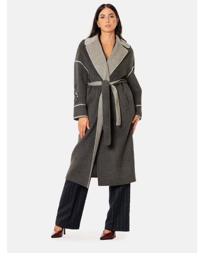 ERMANNO FIRENZE Cappotto con cintura Antracite/grigio medio