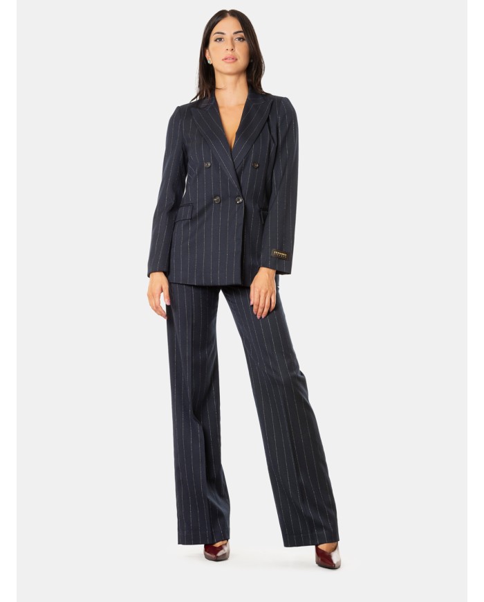 ERMANNO FIRENZE Blazer Doppiopetto Gessata Blu profondo
